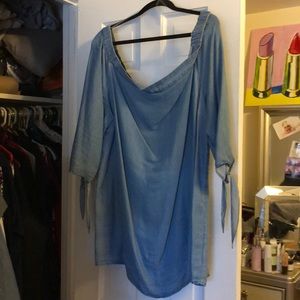 Off-the-shoulder chambray top